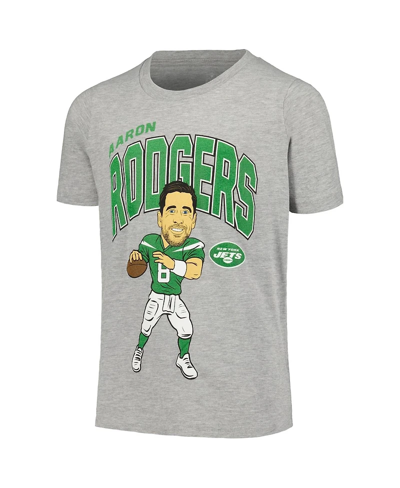 Big Boys Outerstuff Aaron Rodgers Heather Gray New York Jets Caricature T-shirt