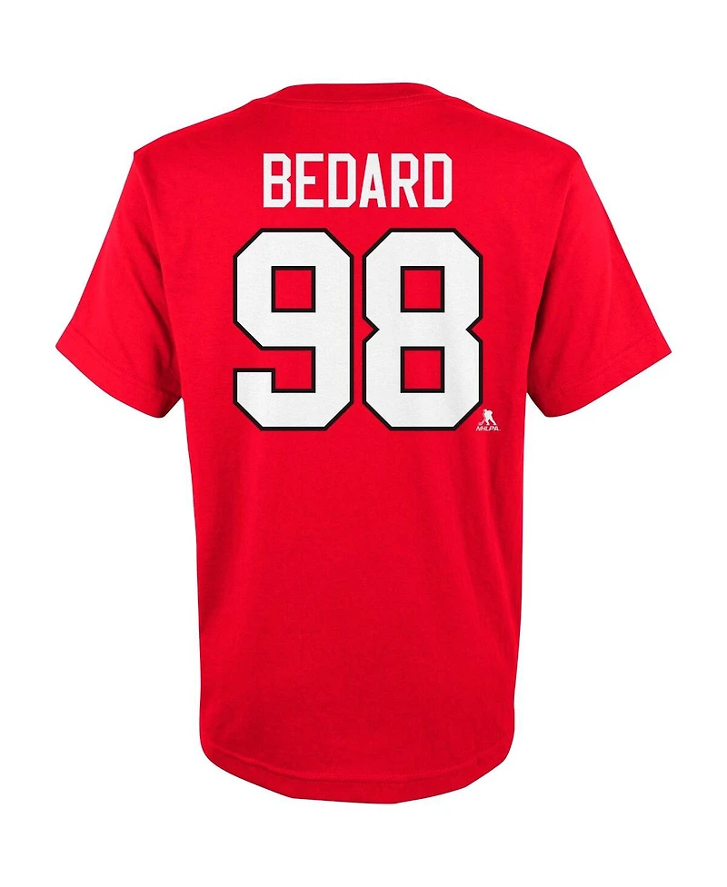 Big Boys Connor Bedard Red Chicago Blackhawks Name and Number T-shirt