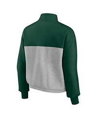 Women's Fanatics Green, Heathered Gray Miami Hurricanes Sideline to Colorblock Quarter-Zip Jacket