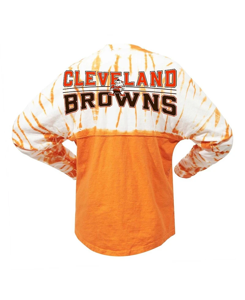 Women's Fanatics Orange Distressed Cleveland Browns Vintage-Like Bamboo Spirit Jersey Long Sleeve T-shirt