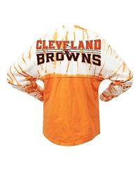 Women's Fanatics Orange Distressed Cleveland Browns Vintage-Like Bamboo Spirit Jersey Long Sleeve T-shirt
