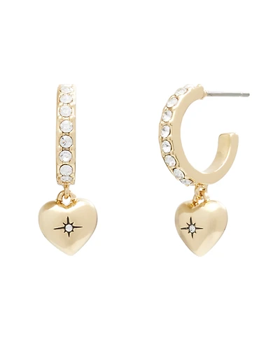 Coach Faux Stone Iconic Heart Huggie Earrings