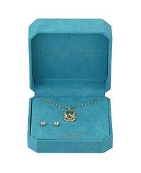 Unwritten Cubic Zirconia Initial Pendant Necklace and Stud Earring Set
