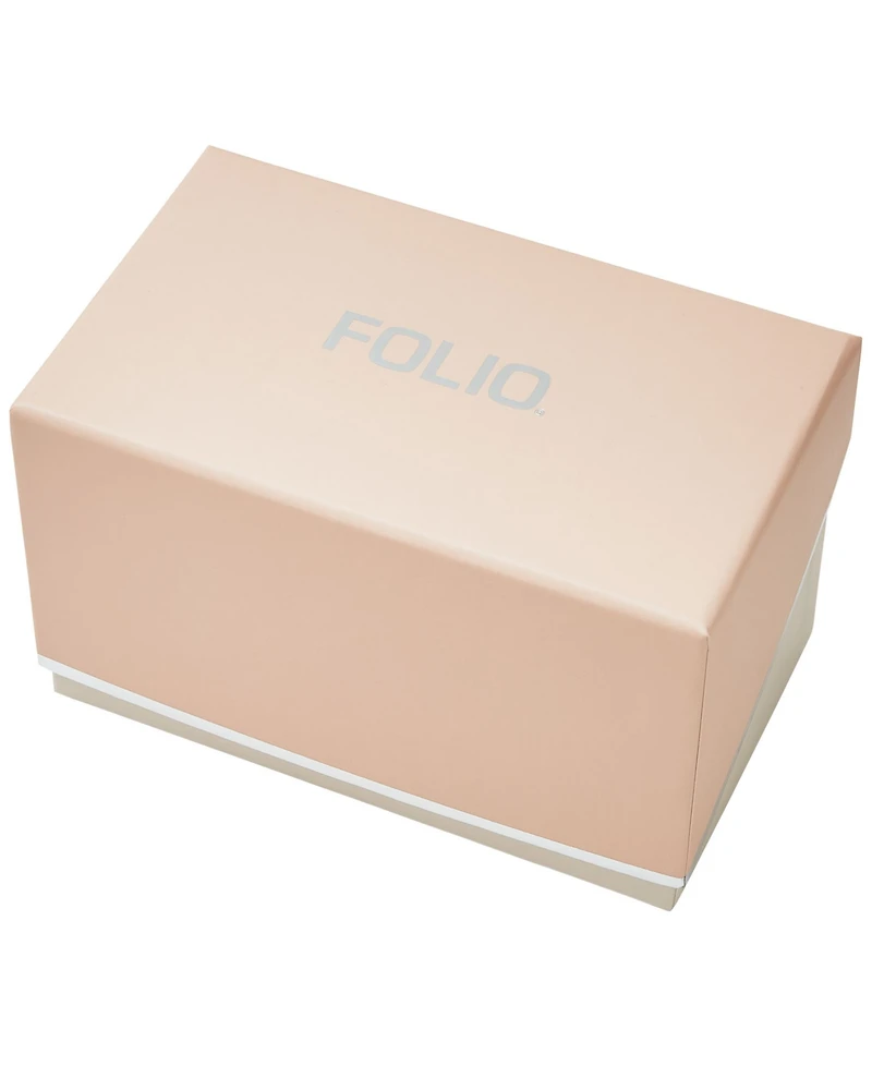Folio Women's Quartz Three Hand Silver-Tone Alloy Watch 30mm, Gift Set