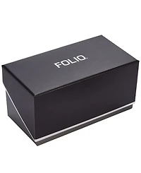 Folio Men's Quartz Three Hand Black Polyurethane Watch 48mm, Gift Set