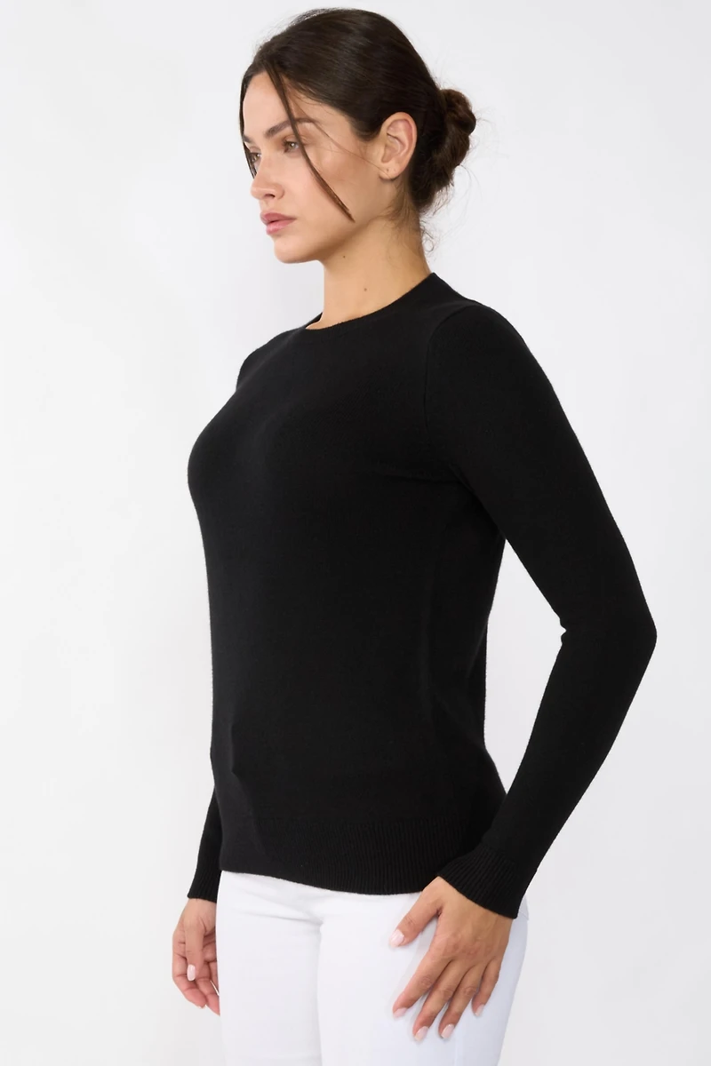 Jennie Liu Women's 3-ply Cashmere Crew Neck Sweater