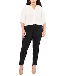 Vince Camuto Plus Size Raglan Balloon-Sleeve Split-Neck Top