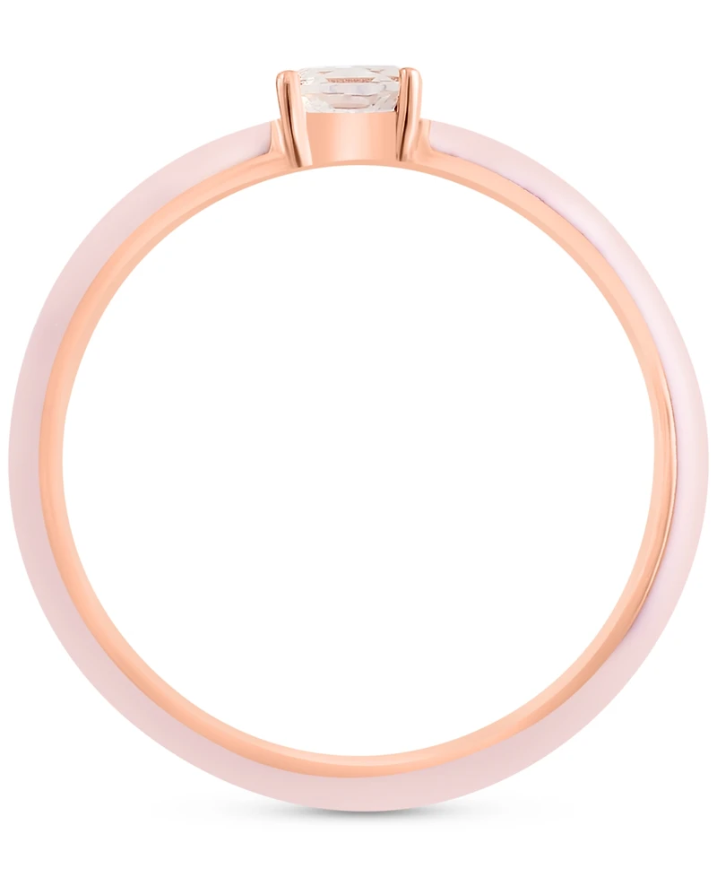 Effy Morganite (1/5 ct. t.w.) & Enamel Solitaire Ring in 14k Rose-Gold-Plated Sterling Silver