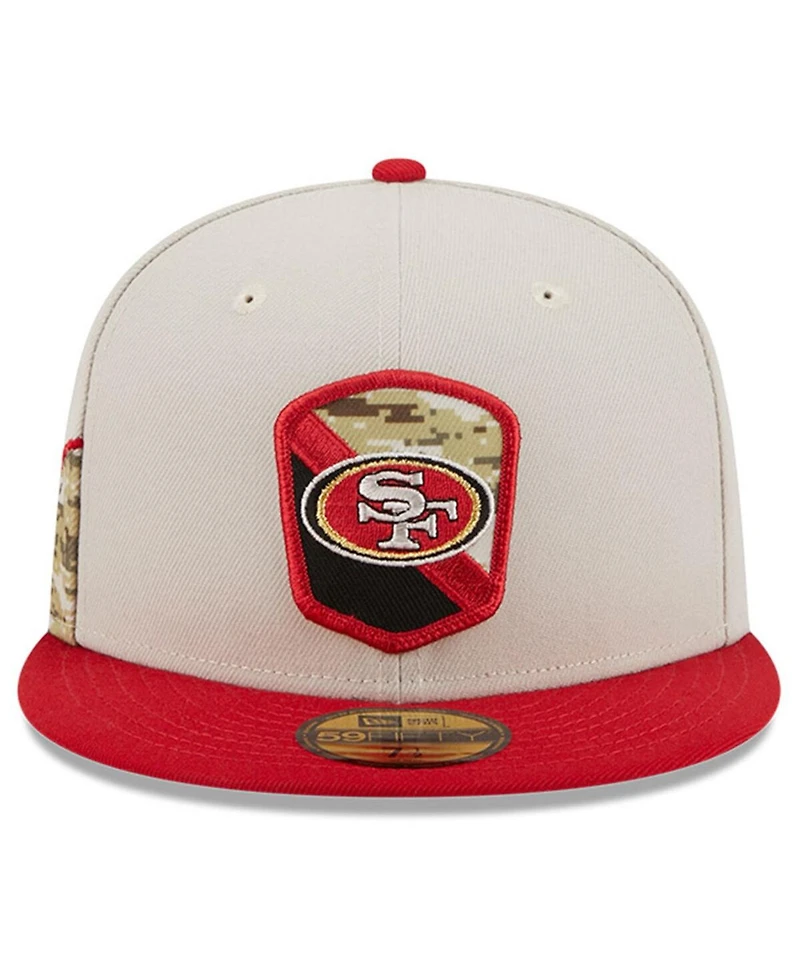 Men's New Era Stone, Scarlet San Francisco 49ers 2023 Salute To Service 59FIFTY Fitted Hat