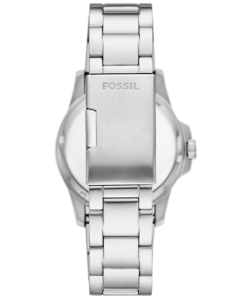 Fossil Men's Blue Dive Three-Hand Date Silver-Tone Stainless Steel Watch 42mm