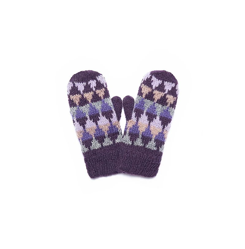 Feelgoodz Women's Artisan Hand-Knit Jaya Harlequin Wool Mitten