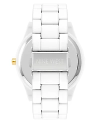Nine West Women's Quartz Matte White Alloy Link Bracelet Watch, 42mm