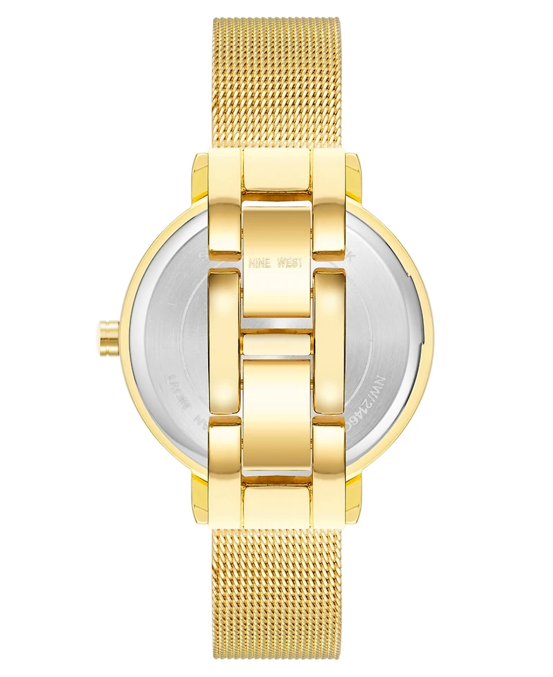 Nine West Women's Quartz Gold-Tone Stainless Steel Mesh Band Watch, 34mm
