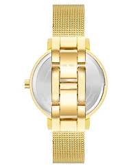 Nine West Women's Quartz Gold-Tone Stainless Steel Mesh Band Watch, 34mm