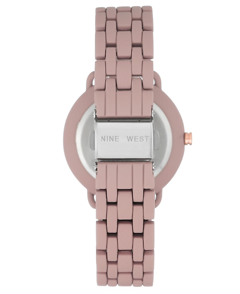 Nine West Women's Quartz Purple Alloy Link Bracelet Watch, 36mm