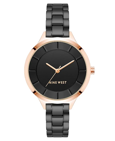 Nine West Women's Quartz Black Alloy Link Bracelet Watch, 34mm
