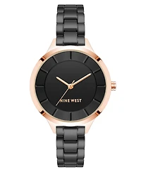 Nine West Women's Quartz Black Alloy Link Bracelet Watch, 34mm