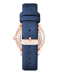 Nine West Women's Quartz Navy Faux Leather Band Watch, 36mm