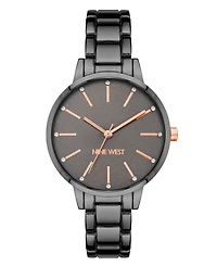 Nine West Women's Quartz Dark Gray Alloy Link Bracelet Watch, 36mm