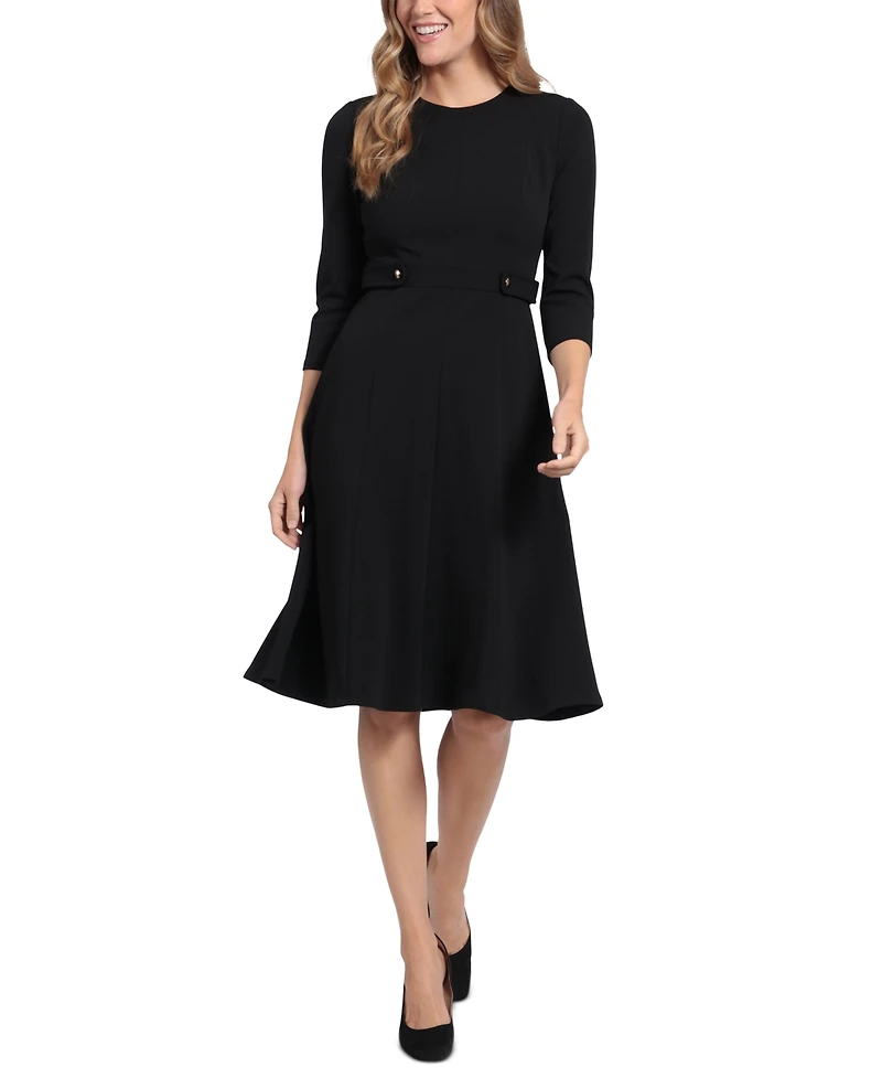 London Times Women's Tab-Waist Fit & Flare Dress