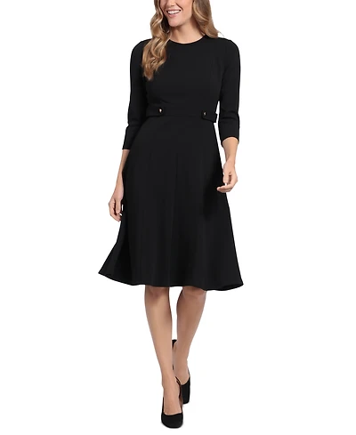 London Times Women's Tab-Waist Fit & Flare Dress