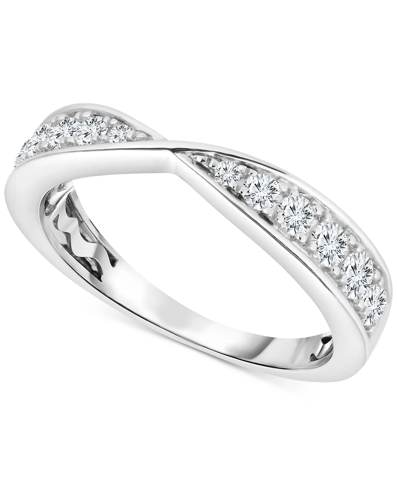 TruMiracle Diamond High-Polished Bowtie Contour Band (1/4 ct. t.w.) in 14K White Gold