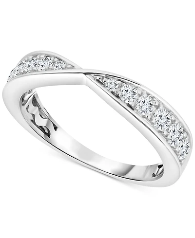 TruMiracle Diamond High-Polished Bowtie Contour Band (1/4 ct. t.w.) in 14K White Gold