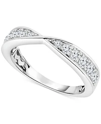 TruMiracle Diamond High-Polished Bowtie Contour Band (1/4 ct. t.w.) in 14K White Gold