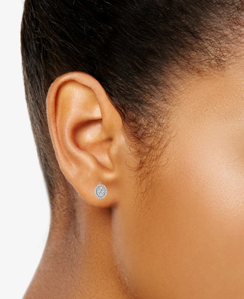 TruMiracle Diamond Halo Oval Cluster Halo Stud Earrings (1/3 ct. t.w.) in 14k White Gold