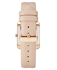 Nine West Women's Quartz Square Light Pink Faux Leather Band Watch, 29mm