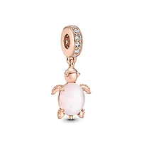 Pandora Cubic Zirconia Murano Glass Pink Sea Turtle Dangle Charm