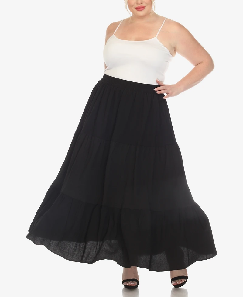 White Mark Plus Pleated Tiered Maxi Skirt