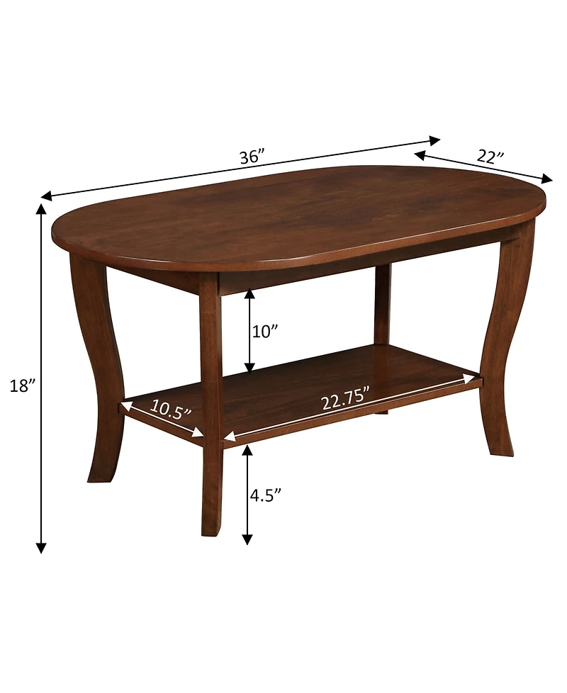 Convenience Concepts 36" Medium-Density Fiberboard American Heritage Oval Coffee Table