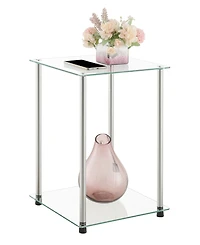 Convenience Concepts 15.75" Glass Designs2Go 2 Tier Square End Table