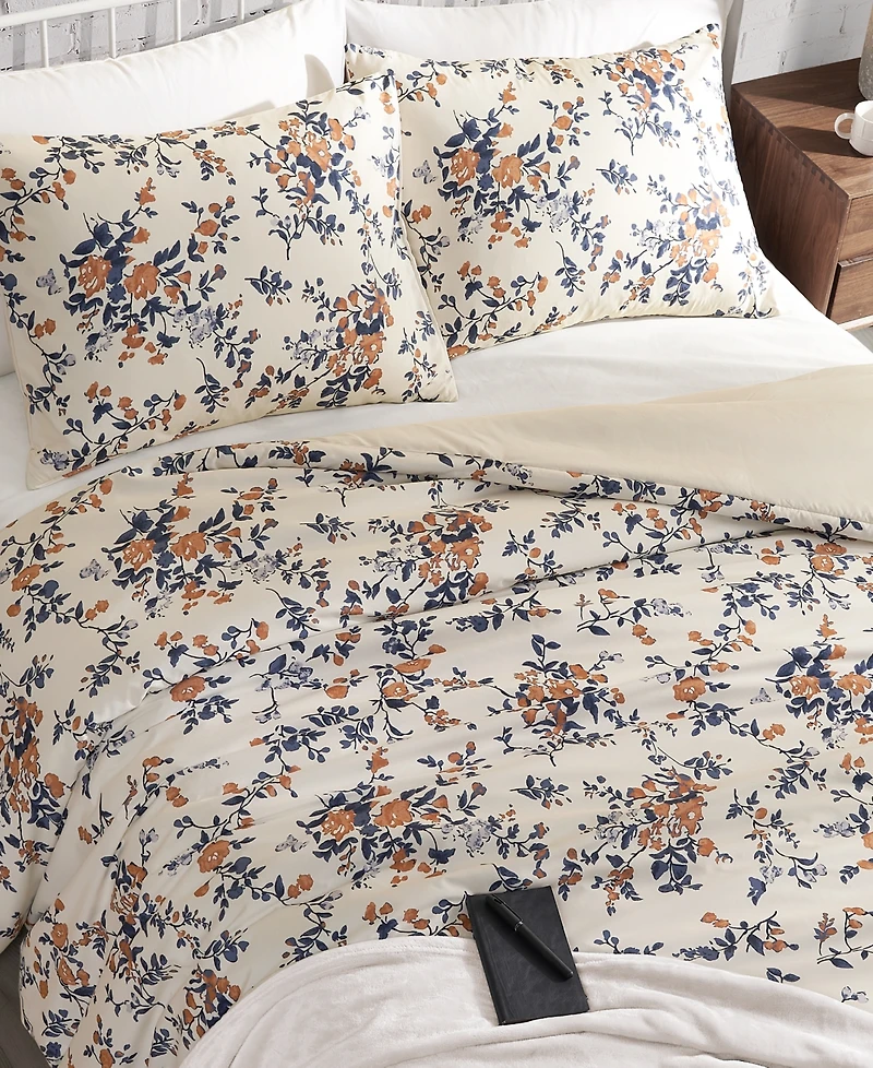 Lucky Brand Garden Bouquet Reversible Microfiber 3-Pc. Duvet Cover Set
