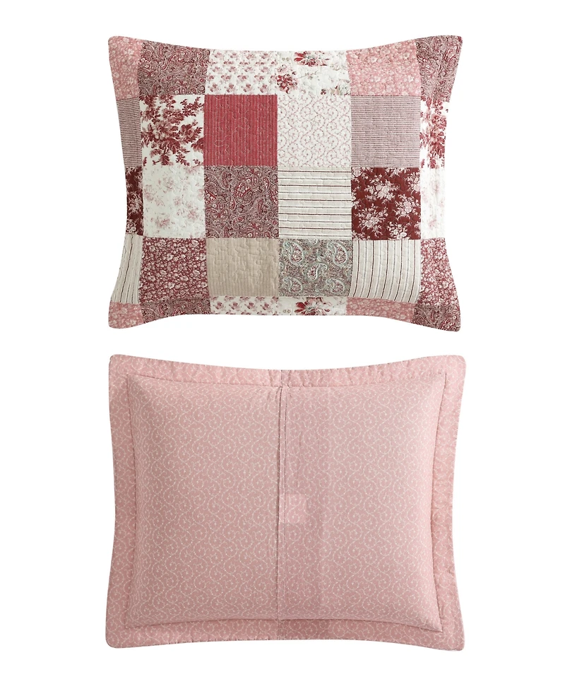 Laura Ashley Celina Patchwork Cotton Reversible 3-Piece Quilt Set, King