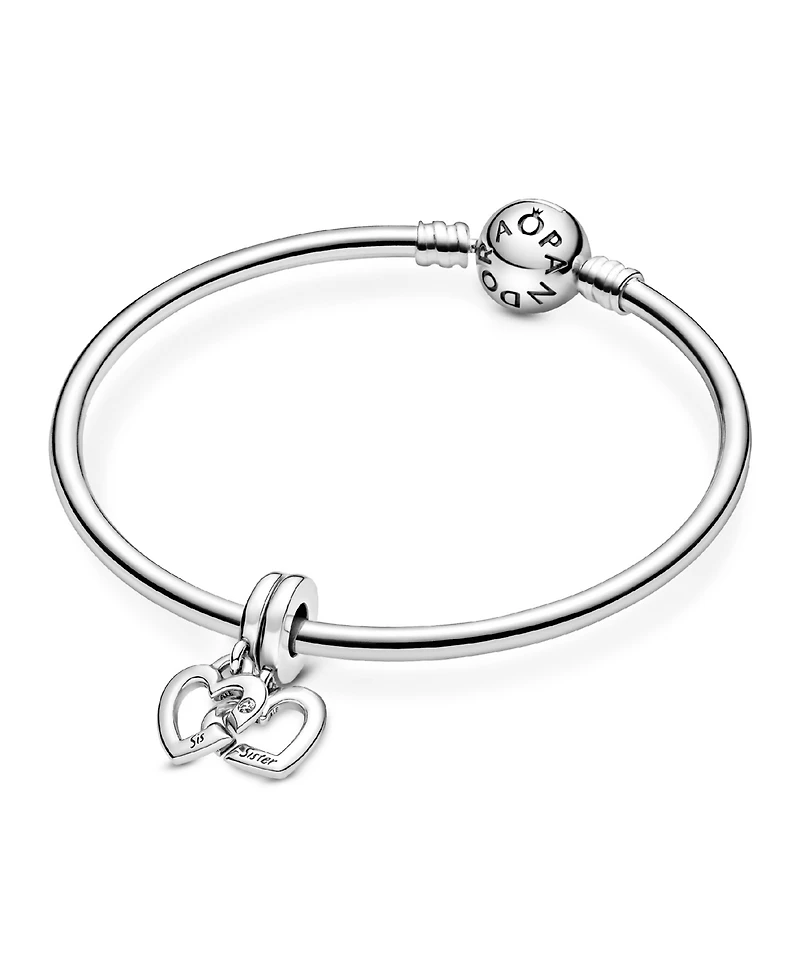 Pandora Cubic Zirconia Linked Sister Hearts Split Dangle Charm