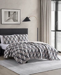 Kenneth Cole New York Gridwork Reversible 3 Piece Quilt Set