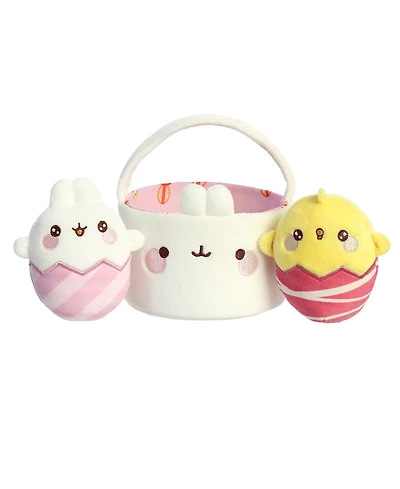 Aurora Small Easter Basket Molang Playful Plush Toy White 6"