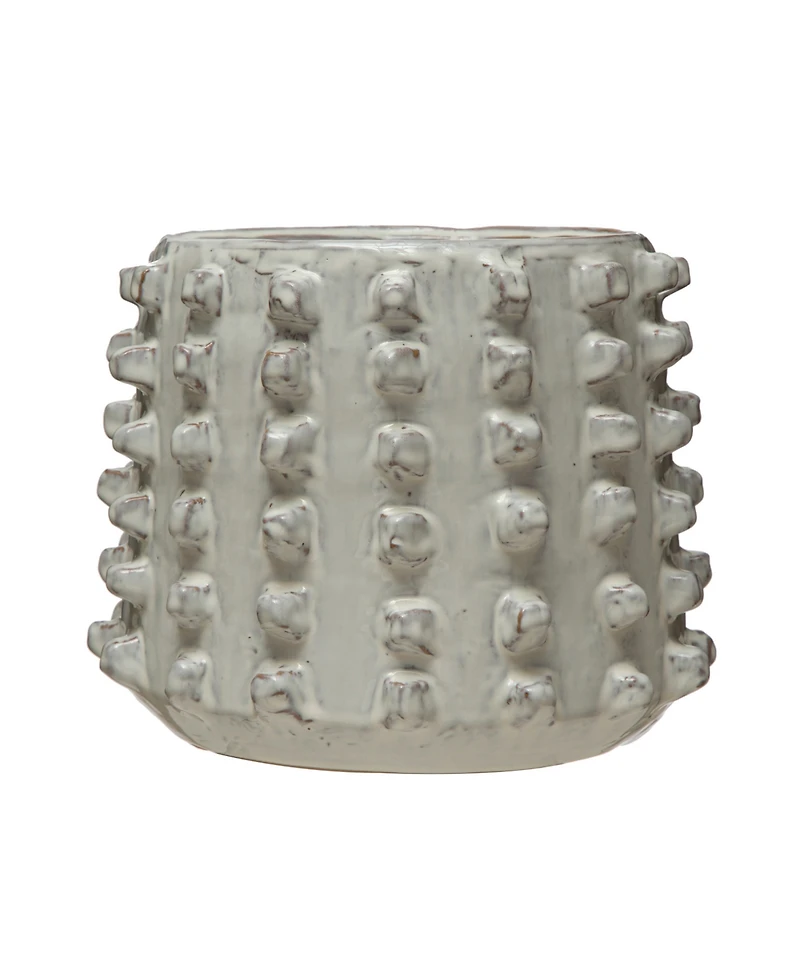 Stoneware Sculptural Planter with Raised Dots Vase