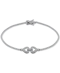 Giani Bernini Cubic Zirconia Double Heart Tennis Bracelet Sterling Silver, Created for Macy's