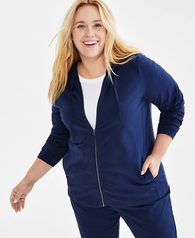 Style & Co Plus Zip-Up Hooded Sweatshirt, Exclusively at Macy's