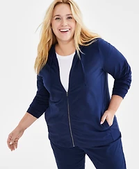 Style & Co Plus Zip-Up Hooded Sweatshirt, Exclusively at Macy's