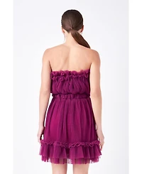 Women's Strapless Mini Tulle Dress