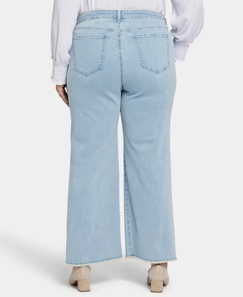 Nydj Plus Teresa Wide Leg Ankle Fray Hem Jeans