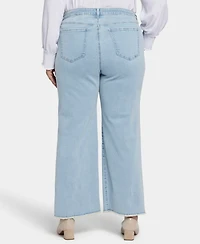 Nydj Plus Teresa Wide Leg Ankle Fray Hem Jeans