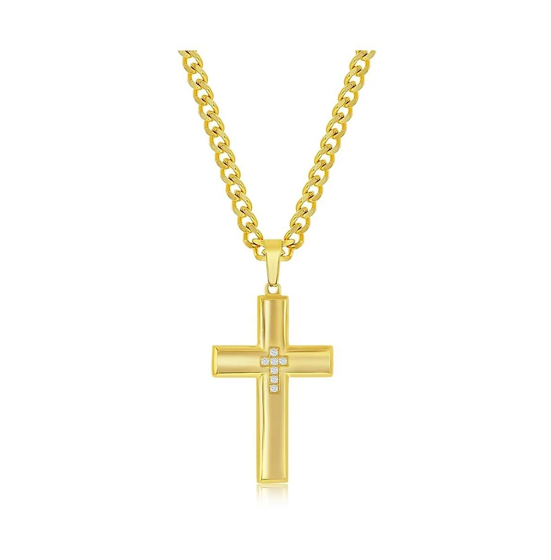 Stainless Steel Cz Cross Necklace