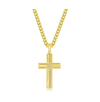Stainless Steel Cz Cross Necklace