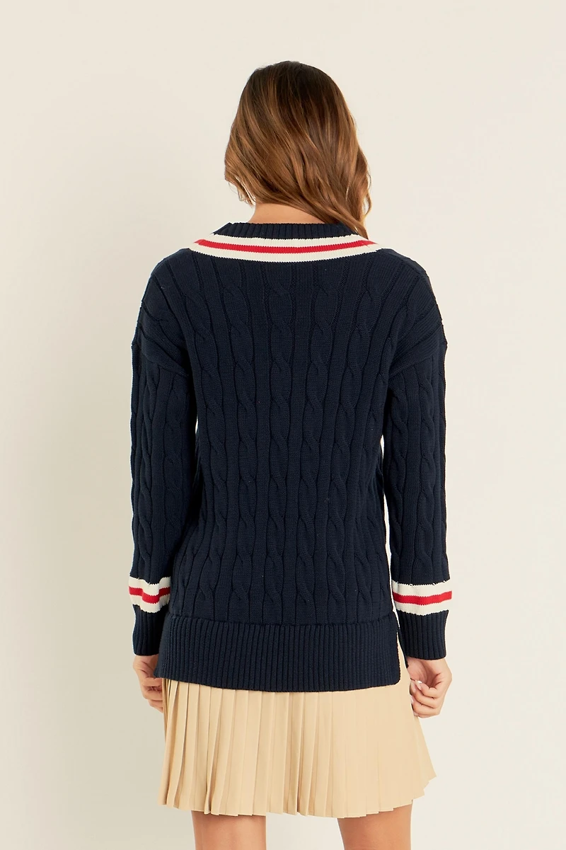 Women's Cable Knit Pleated Sweater Dress