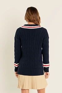 Women's Cable Knit Pleated Sweater Dress